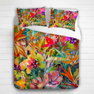 Digitally Printed Rainbow Flowers Duvet Cover Set