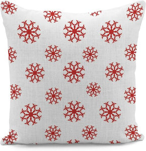 White Red Snowflakes Christmas Cushion Cover Set