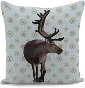 Reindeer Brown Snowflake Cushion Cover