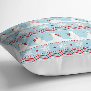Blue Snowflake Snowman Christmas Cushion Cover Set