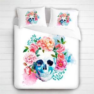 Multi Floral Skull 3D Duvet Cover Set