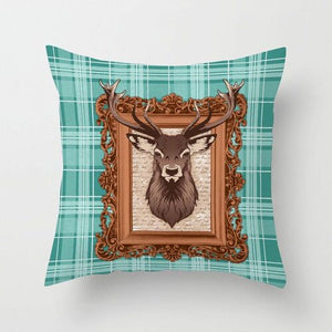 Stag Check Turquoise Cushion Cover
