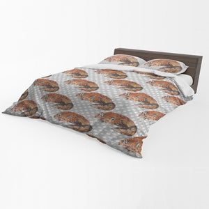 Sleeping Fox Duvet Cover Repeated Print Grey