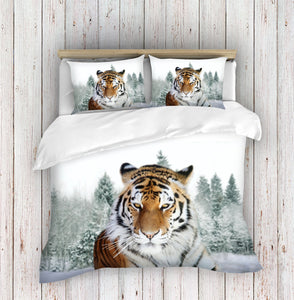 Tiger In Snow 3D Duvet Cover Set