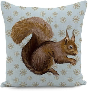 Squirrel Brown Snowflake Cushion Cover