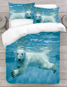 Swimming Polar Bear Duvet Cover Set