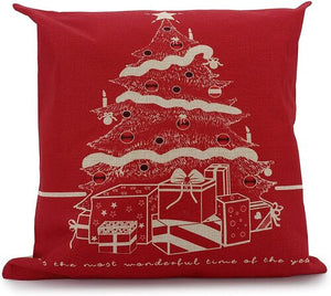 Red Christmas Tree Cushion Cover