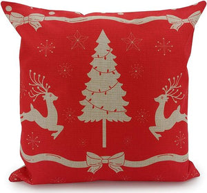 Red Reindeer Ribbon Cushion Cover