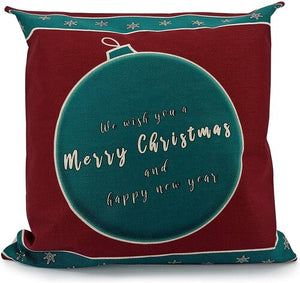 Blue Merry Christmas Bauble Cushion Cover