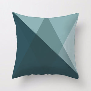 Tonal Blue Geometric Triangle Cushion Cover