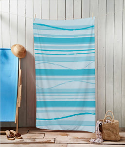 Tonal Blue Striped Beach Towel