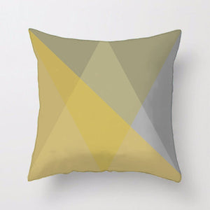 Tonal Yellow Geometric Triangle Cushion Cover