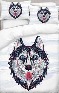Traditional Husky Digital Printed Duvet Cover Set