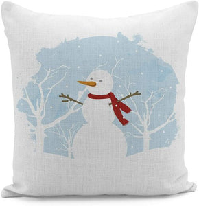 Blue White Snowman Christmas Cushion Cover Set