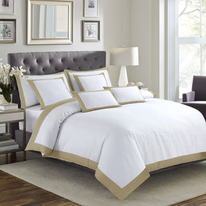 Beige and White Cotton Duvet Cover Set