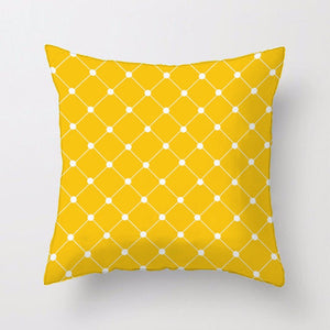Yellow and White Cross Hatch Cushion Cover