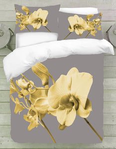 Yellow Orchid 3D Duvet Cover Set