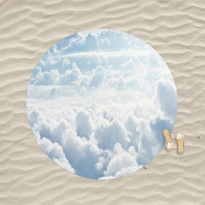 In the Clouds Round Beach Towel
