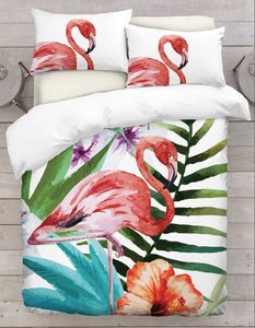 Botanical Flamingo 3D Duvet Cover Set