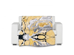 Gold and Black Marble Effect Sofa Throw/Blanket
