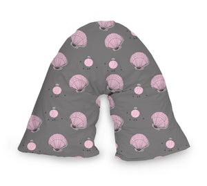 Dark Grey Pink Shells V Pillow + Cover