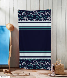 Navy Blue Stripy Beach Towel